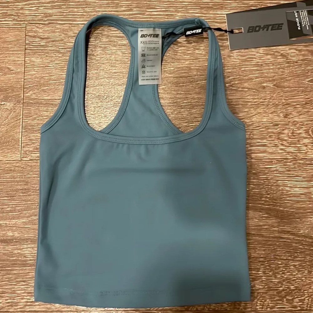 Bo+Tee Slate Blue Work Out Top